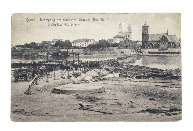 KOWNO - PRZEJŚCIE WOJSK NIEMIECKICH PRZEZ RZEKĘ NIEMEN 1918