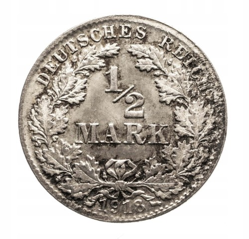 Niemcy, Cesarstwo Niemieckie (1871-1918), 1/2 marki 1918 D, Monachium