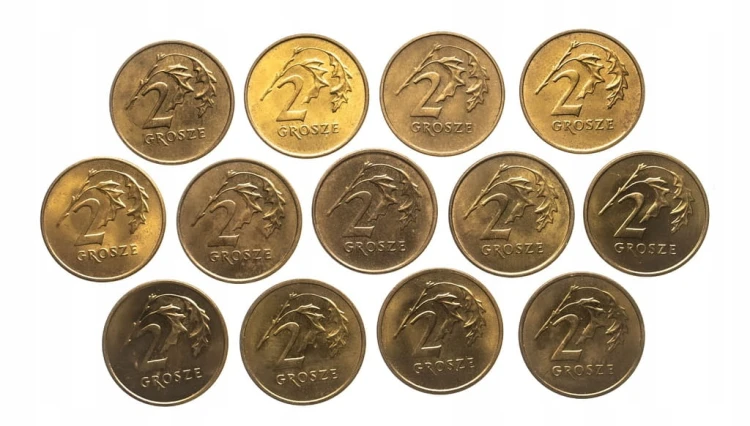 Polska, zestaw monet o nominale 2 grosze 1990-2003