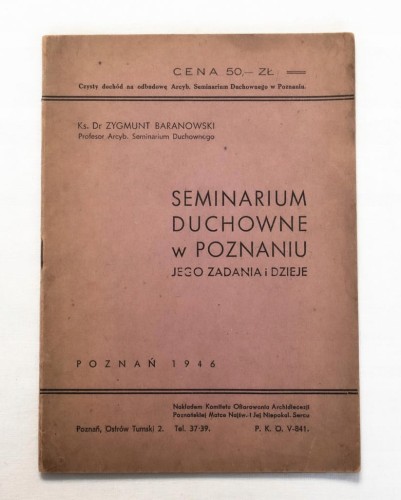 STARA KSIĄŻKA SEMINARIUM DUCHOWNE, POZNAŃ 1946