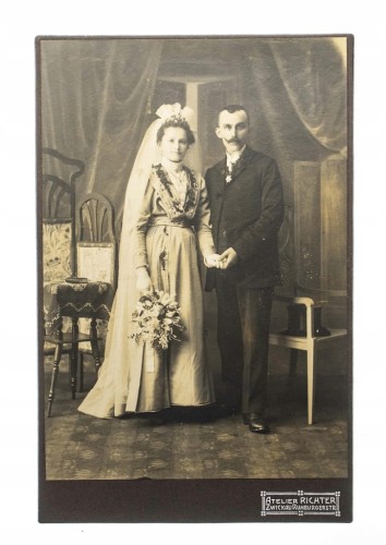 STARA FOTOGRAFIA - MŁODA PARA, ATELIER ZWICKAU