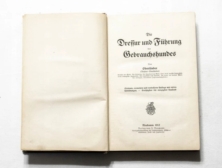STARA KSIĄŻKA NIEMIECKA O PSACH, DĘBNO (NEUDAMM) 1912