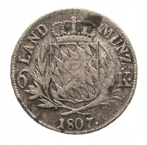Niemcy, Bawaria 6 krajcarów 1807 rok.