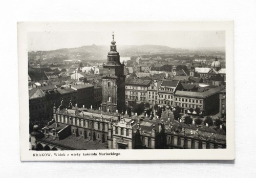 KRAKÓW - WIDOK Z WIEŻY MARIACKIEJ, RYNEK, PANORAMA 1956