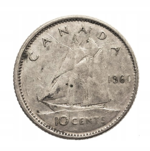 Kanada 10 centów 1960 - ELŻBIETA II - srebro, st.3