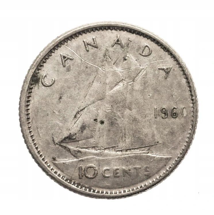 Kanada 10 centów 1960 - ELŻBIETA II - srebro, st.3