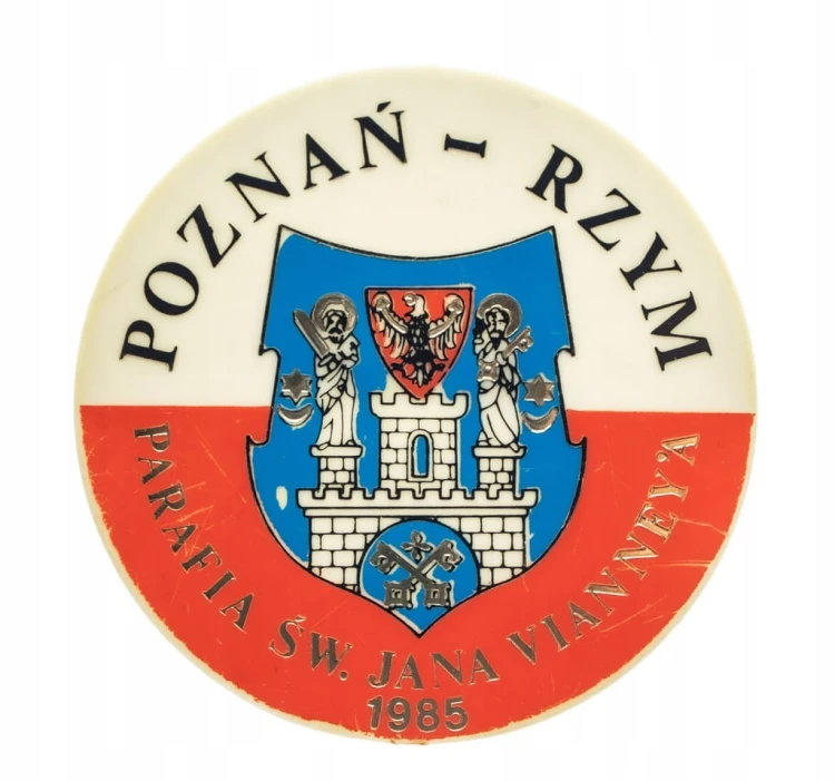 ODZNAKA PRZYPINKA POZNAŃ - RZYM, PARAFIA ŚW. JANA VIANNEYA 1985