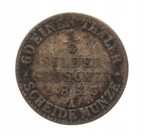 PRUSY 1/2 SREBRNEGO GROSZA 1843 ROK FRYDERYK WILHELM IV