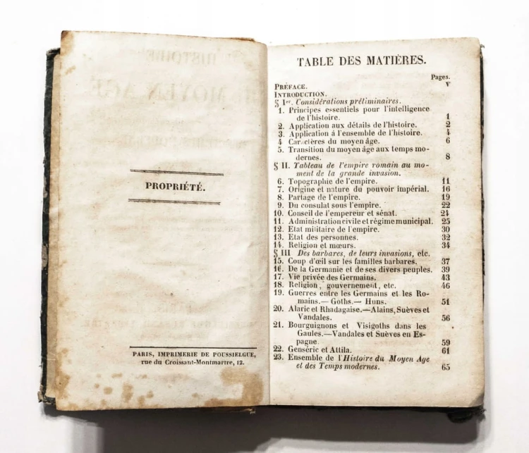 STARA KSIĄŻKA FRANCUSKA - HISTOIRE DU MOYEN AGE, PARYŻ 1840