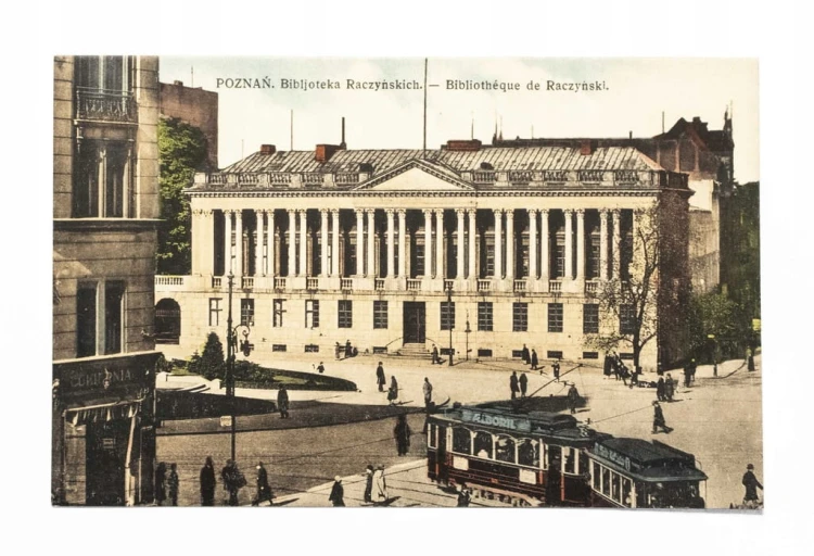 POZNAŃ - BIBLIOTEKA RACZYŃSKICH, TRAMWAJ, II RP