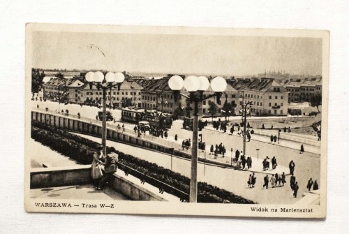 WARSZAWA - TRASA W-Z, WIDOK NA MARIENSZTAT 1951