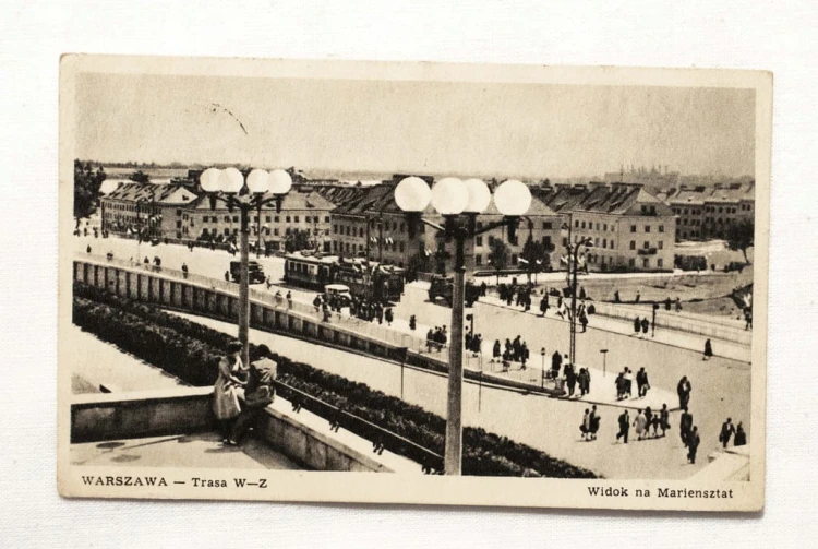WARSZAWA - TRASA W-Z, WIDOK NA MARIENSZTAT 1951