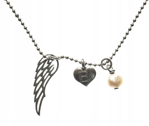 STARY SREBRNY WISIOREK 925 KAMIEŃ, SERCE, SKRZYDŁO