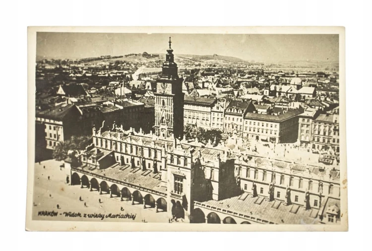 KRAKÓW - WIDOK Z WIEŻY MARIACKIEJ, RYNEK l. 50