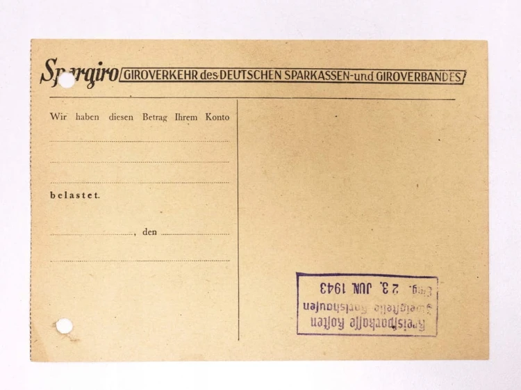 STARY DOKUMENT SPARGIRO CZEMPIŃ / KOŚCIAN 1943