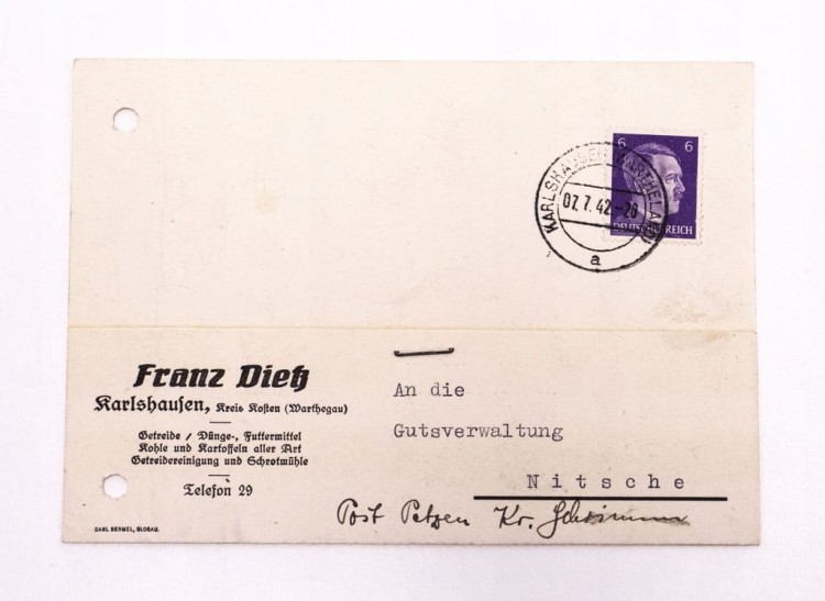 STARY DOKUMENT LIST CZEMPIŃ / IŁÓWIEC 1942