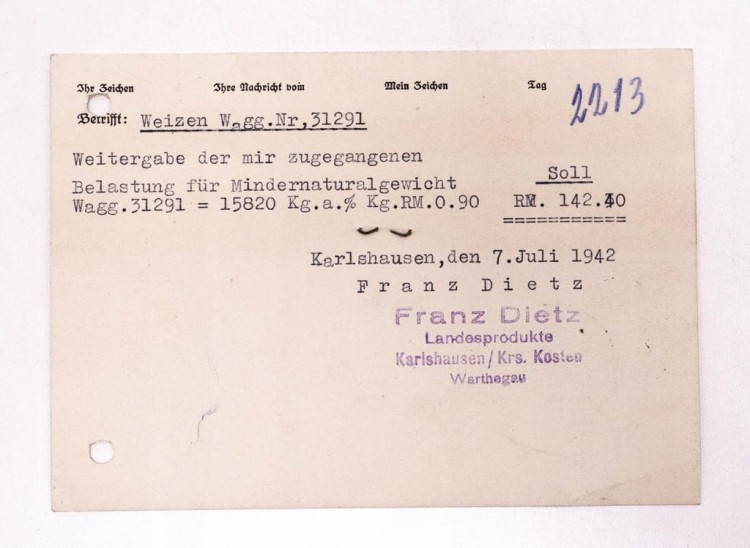 STARY DOKUMENT LIST CZEMPIŃ / IŁÓWIEC 1942