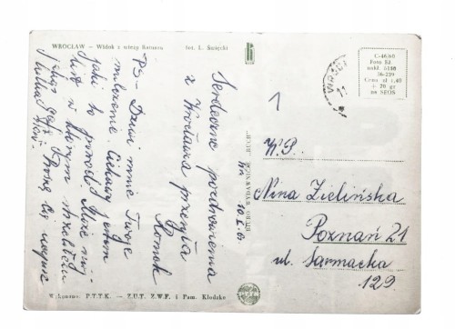 WROCŁAW - WIDOK Z WIEŻY RATUSZA 1961