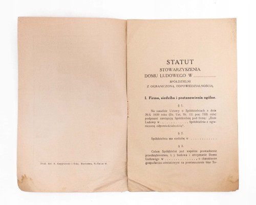 STATUT WZOROWY STOW. DOMU LUDOWEGO WARSZAWA 1924