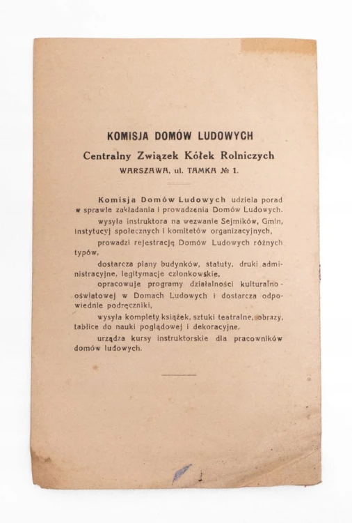 STATUT WZOROWY STOW. DOMU LUDOWEGO WARSZAWA 1924