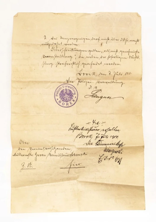 STARY LIST POLICJA BOREK 1914