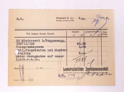 STARY DOKUMENT LIST IŁÓWIEC / POZNAŃ 1939