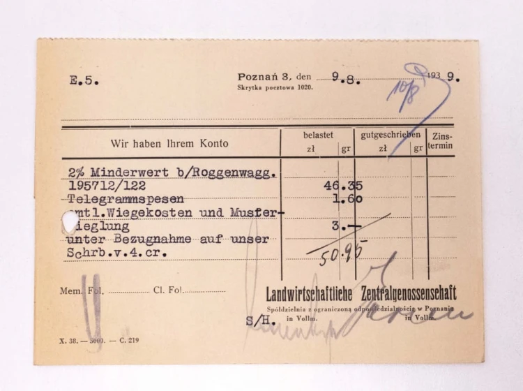 STARY DOKUMENT LIST IŁÓWIEC / POZNAŃ 1939