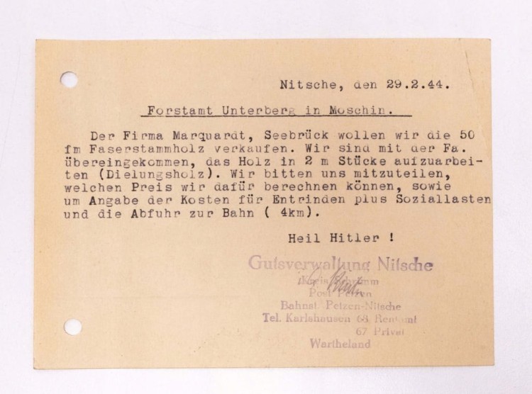 STARY DOKUMENT LIST IŁÓWIEC / MOSINA 1944