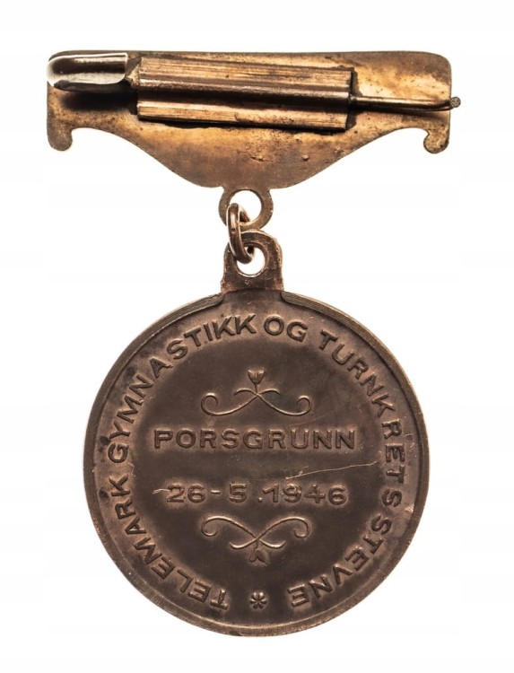 ODZNAKA MEDAL GIMNASTYKA NORWEGIA 1946
