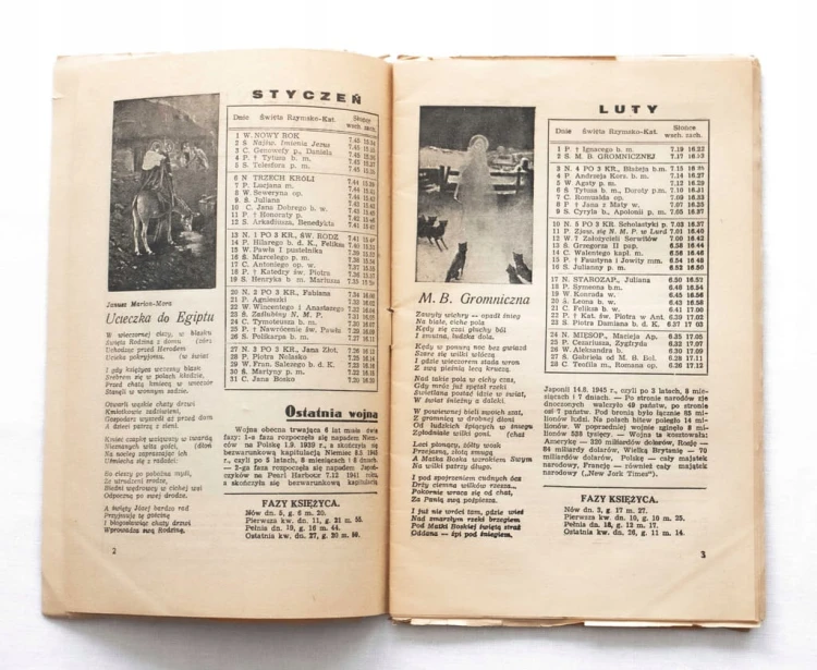 STARA KSIĄŻKA, CZASOPISMO - KALENDARZ RYCERZA NIEPOKALANEJ ROK 1946