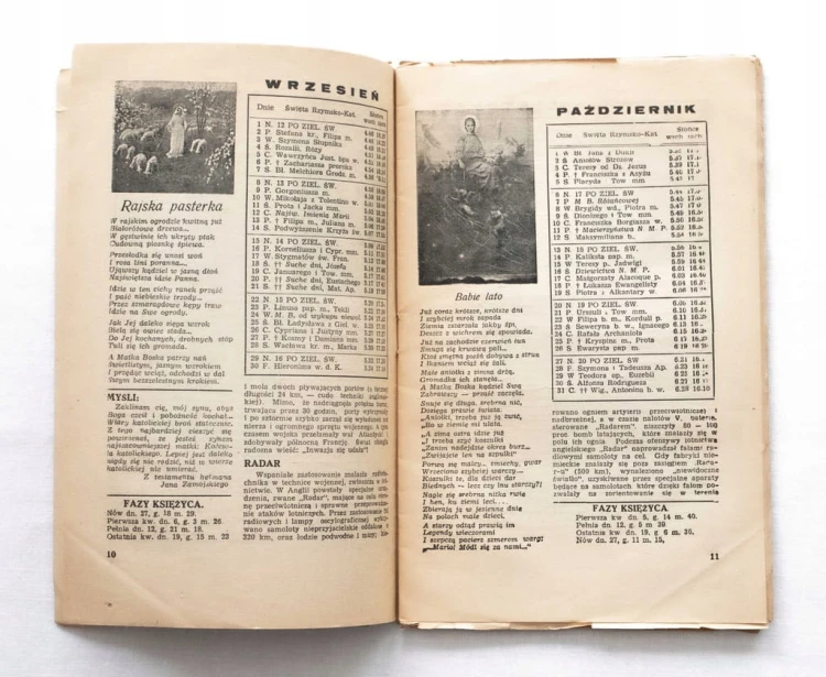 STARA KSIĄŻKA, CZASOPISMO - KALENDARZ RYCERZA NIEPOKALANEJ ROK 1946