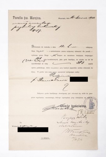 STARE PISMO - PARAFIA ŚW. MARCINA, POZNAŃ 1912