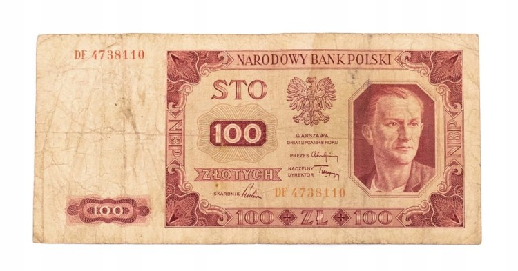 100 ZŁOTYCH 1948 seria DF st.4/5