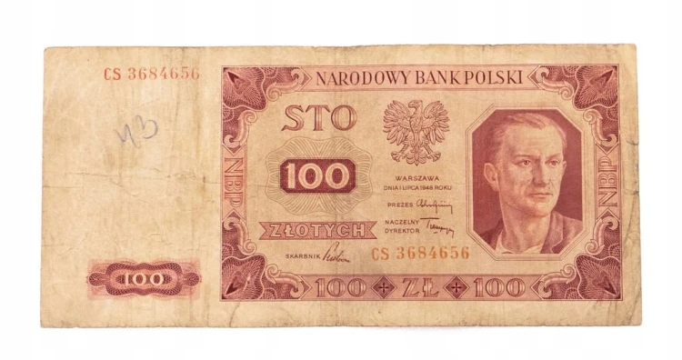 100 ZŁOTYCH 1948 seria CS st.4/5