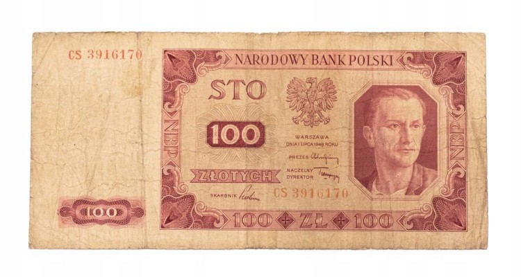100 ZŁOTYCH 1948 seria CS st.4/5