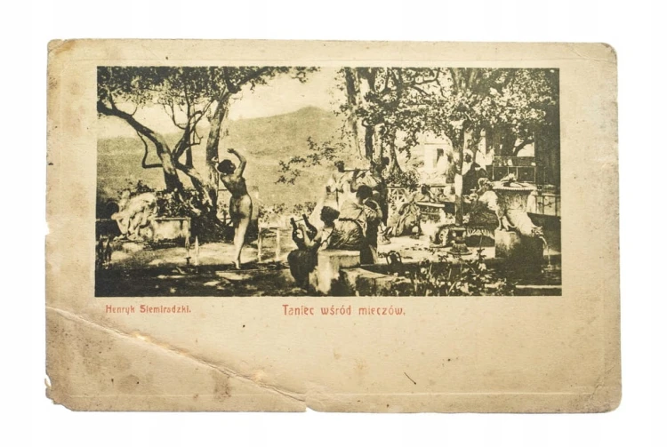 POCZTÓWKA TANIEC WŚRÓD MIECZÓW, LWÓW 1910