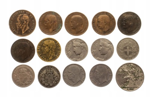 Włochy,zestaw monet obiegowych 1861-1942 (15 szt.)