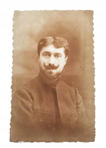 STARA FOTOGRAFIA MĘŻCZYZNA Z WĄSEM GNIEZNO 1914