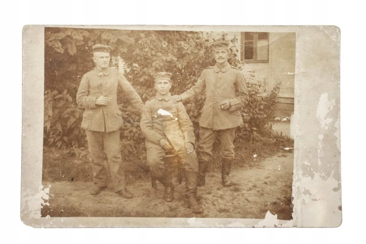 STARA FOTOGRAFIA ŻOŁNIERZE PRUSCY I WŚ