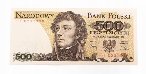 500 ZŁOTYCH 1.06.1982, seria FT. st.1/1-