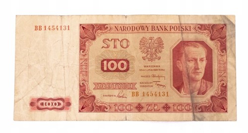 PRL (1944 - 1989), 100 ZŁOTYCH 1.07.1948,seria BB.