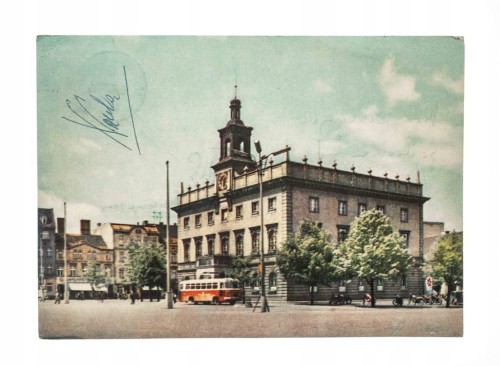 OSTRÓW WLKP - RATUSZ, RYNEK, AUTOBUS 1967