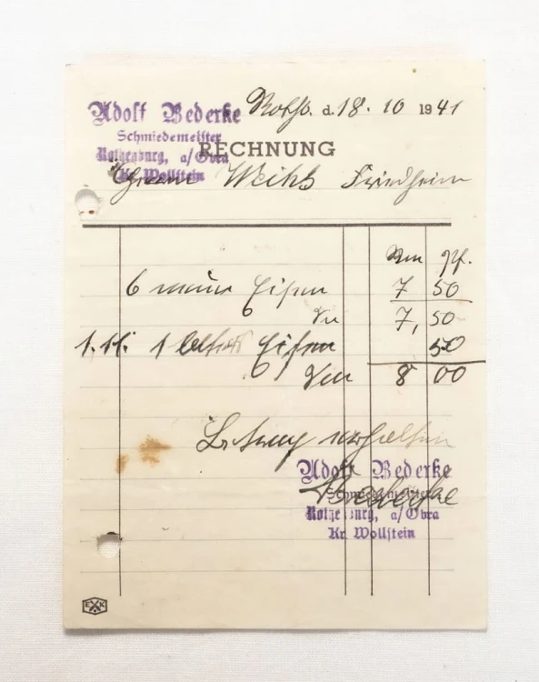 STARE PISMO, RACHUNEK - WOLSZTYN 1941