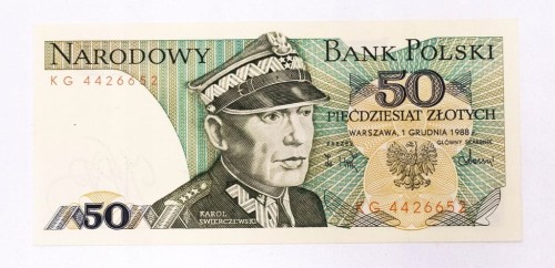PRL (1944 - 1989), 50 ZŁOTYCH 1.12.1988, seria KG.