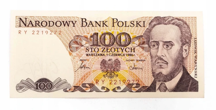 PRL (1944 - 1989), 100 ZŁOTYCH 1.06.1986, seria RY