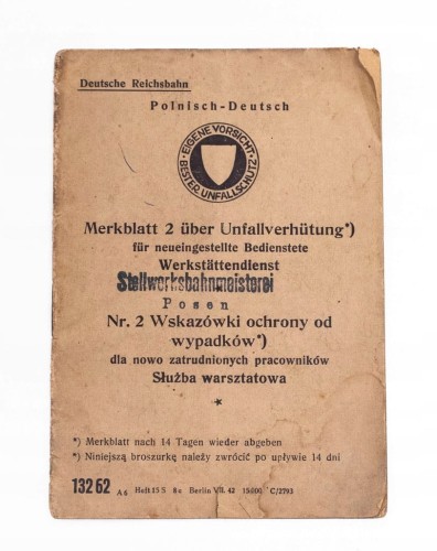 KSIĄŻKA WSKAZÓWKI OCHRONY NA KOLEI 1942 POZNAŃ