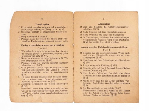 KSIĄŻKA WSKAZÓWKI OCHRONY NA KOLEI 1942 POZNAŃ