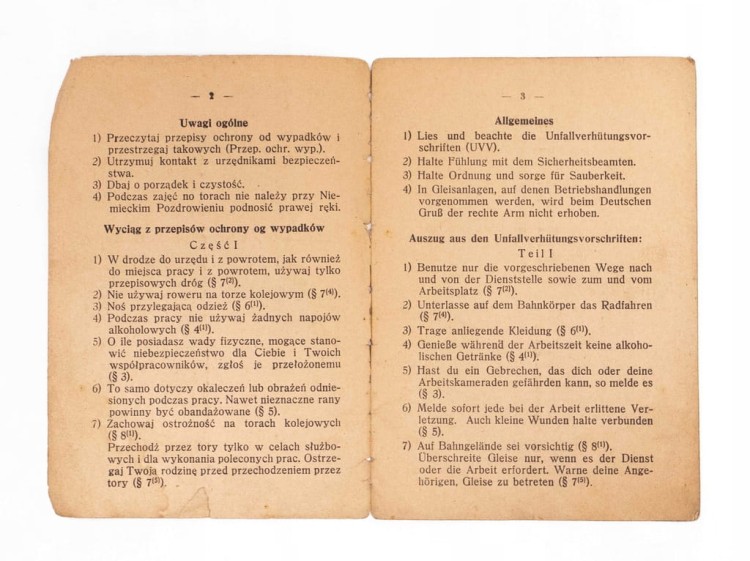 KSIĄŻKA WSKAZÓWKI OCHRONY NA KOLEI 1942 POZNAŃ