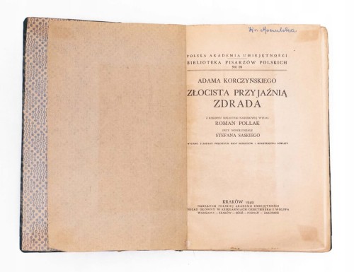 STARA KSIĄŻKA ZŁOCISTA PRZYJAŹNIĄ ZDRADA 1949