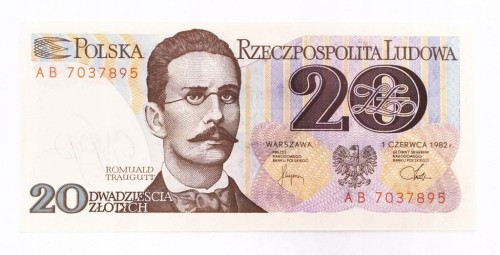 PRL (1944 - 1989), 20 ZŁOTYCH 1.06.1982, seria AB.